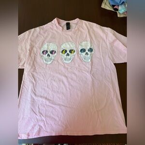 Pink Skull Graphic T-Shirt